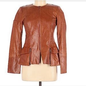 David Meister Women's 100% Genuine Leather Motorcycle-Style Jacket – Size 4